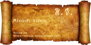 Minich Vince névjegykártya